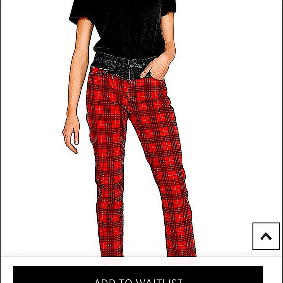 Hudson Bettie Hi-Rise Mix-Media Plaid Tapered 👖 - Picture 4 of 6